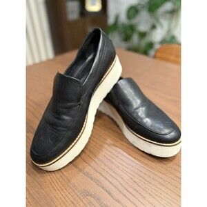VINCE Womens Zeta Loafer 8.5 Platform Slip On Shoe Black Leather Minimalist